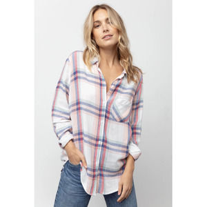 NWT Rails Charli Plaid Button Down Blouse Shirt L